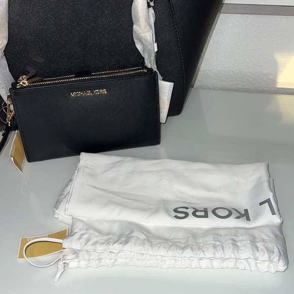 NWT Michael Kors JET SET TRAVEL Chain Tote & JS Lg Wrsltlt Wallet Set & Dust Bag - Picture 11 of 12